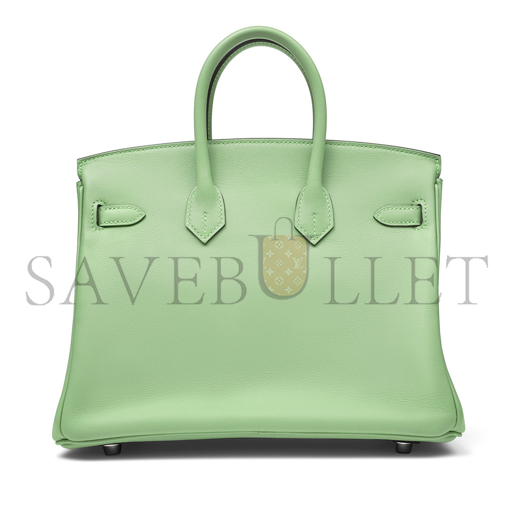 HERMES BIRKIN 25 SWIFT LEATHER AVOCADO GREEN SILVER BUCKLE BAG H049362CK05 (25*20*13cm)